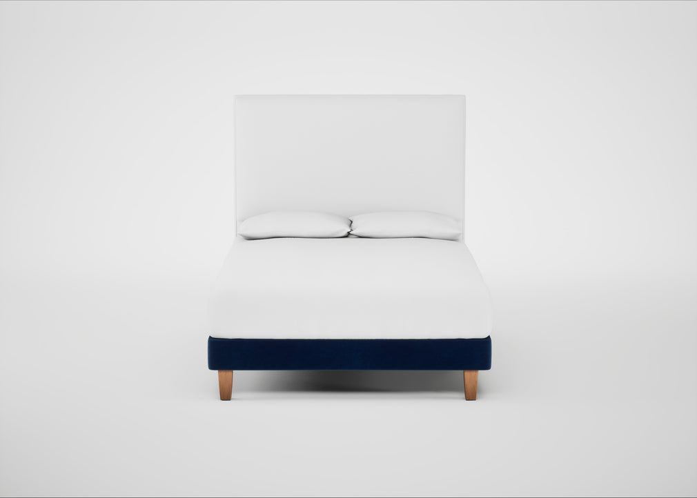 Shallow Divan Bed Base Double / Smart Velvet Dusk / Light Solid Wood