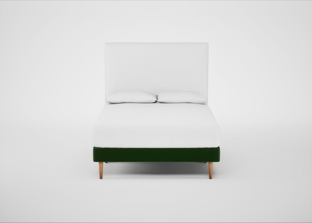 Shallow Divan Bed Base Double / Smart Velvet Forest / Light Stem