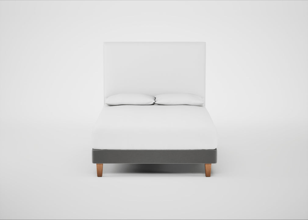 Shallow Divan Bed Base Double / Smart Velvet Mercury / Light Solid Wood