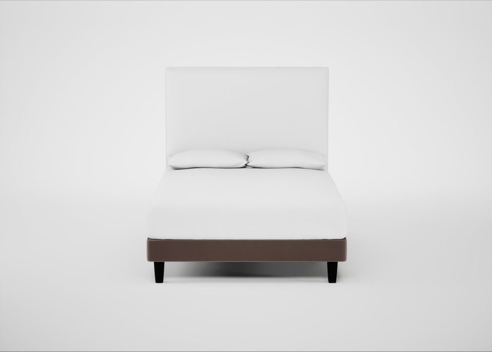 Shallow Divan Bed Base Double / Smart Velvet Mouse / Dark Solid Wood