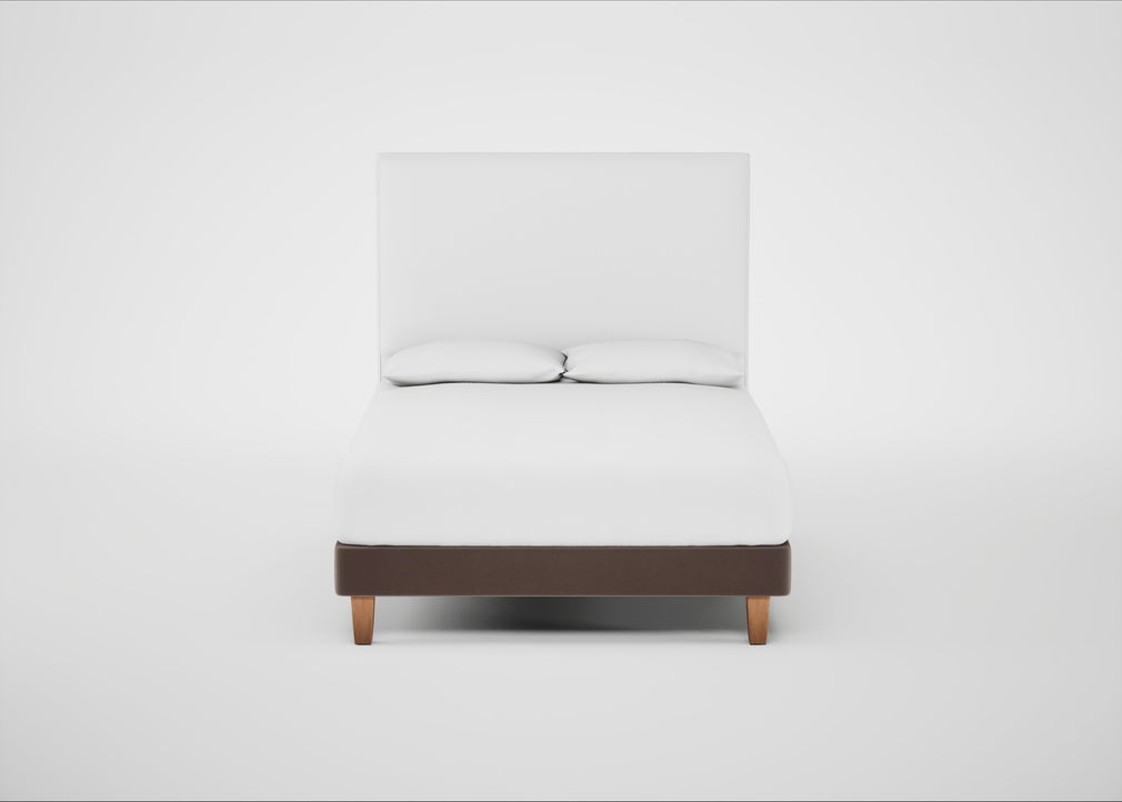 Shallow Divan Bed Base Double / Smart Velvet Mouse / Light Solid Wood