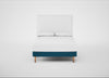 Shallow Divan Bed Base Double / Smart Velvet Ocean Blue / Light Stem