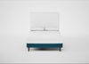 Shallow Divan Bed Base Double / Smart Velvet Ocean Blue / Light Turned Wood