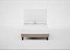Shallow Divan Bed Base Double / Smart Velvet Pebble / Dark Solid Wood