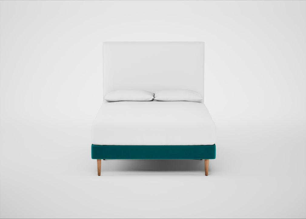 Shallow Divan Bed Base Double / Smart Velvet Petrol / Light Stem