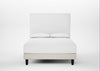 Shallow Divan Bed Base Double / Chunky Boucle Ecru / Dark Solid Wood