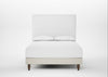 Shallow Divan Bed Base Double / Chunky Boucle Ecru / Light Turned Wood