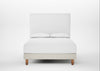 Shallow Divan Bed Base Double / Chunky Boucle Ecru / Light Solid Wood