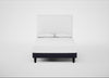 Shallow Divan Bed Base Double / Boucle Indigo / Dark Solid Wood