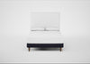 Shallow Divan Bed Base Double / Boucle Indigo / Light Turned Wood