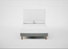 Shallow Divan Bed Base Double / Boucle Steel / Light Solid Wood