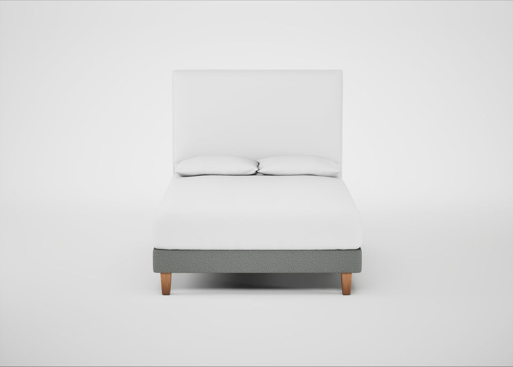 Shallow Divan Bed Base Double / Boucle Steel / Light Solid Wood