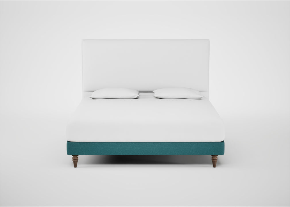 Shallow Divan Bed Base Super King / Brushed Cotton Cadet / Light Turned Wood