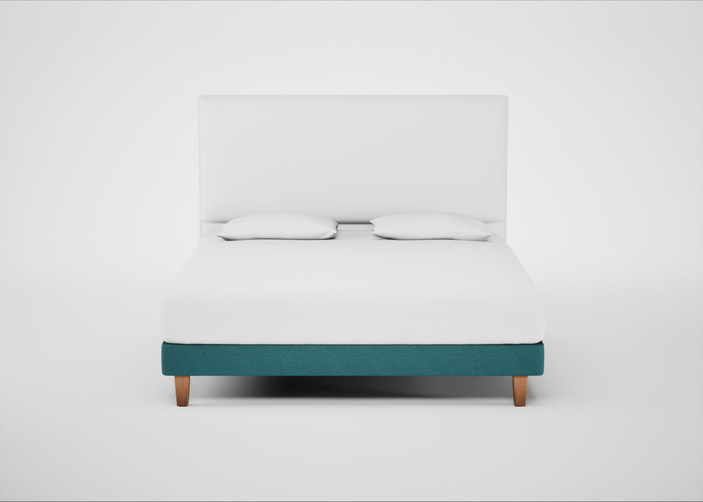 Shallow Divan Bed Base Super King / Brushed Cotton Cadet / Light Solid Wood