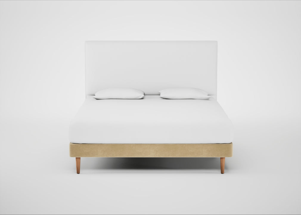 Shallow Divan Bed Base Super King / Smart Luxe Velvet Biscuit / Light Stem