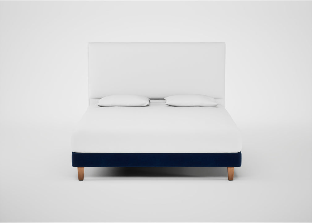 Shallow Divan Bed Base Super King / Smart Velvet Dusk / Light Solid Wood