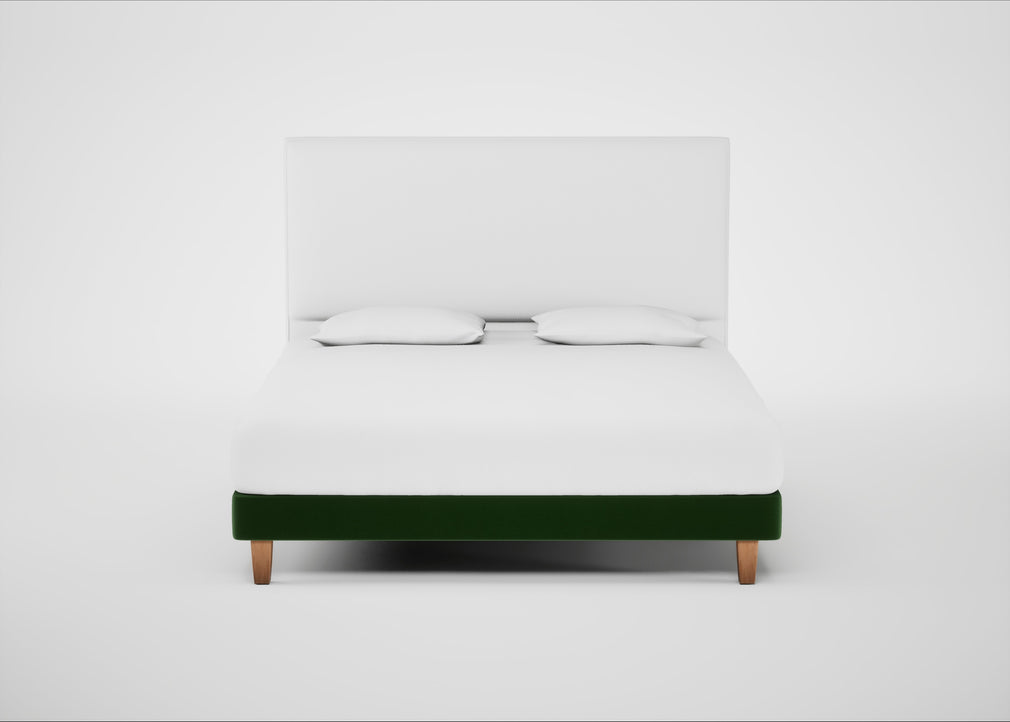 Shallow Divan Bed Base Super King / Smart Velvet Forest / Light Solid Wood