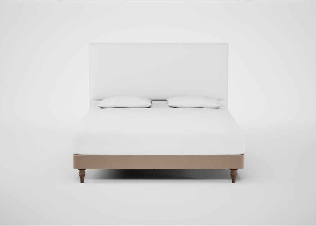 Shallow Divan Bed Base Super King / Smart Velvet Pebble / Light Turned Wood