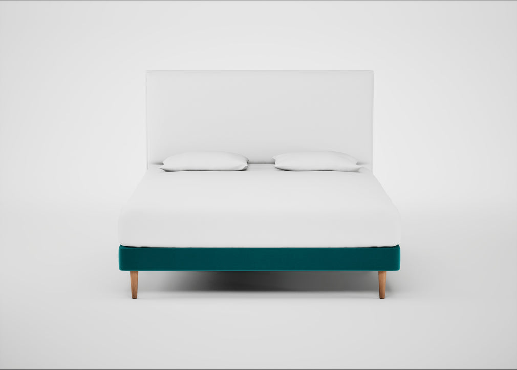 Shallow Divan Bed Base Super King / Smart Velvet Petrol / Light Turned Wood