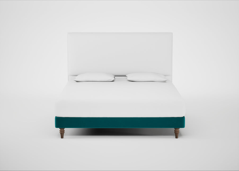 Shallow Divan Bed Base Super King / Smart Velvet Petrol / Light Stem