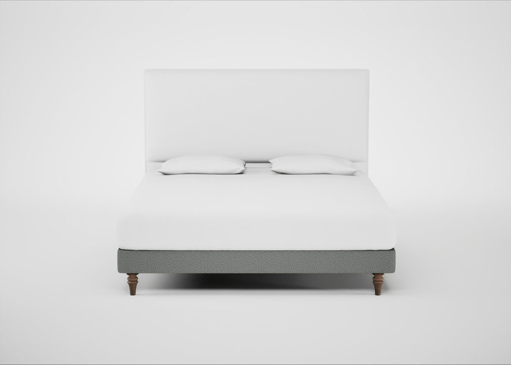 Shallow Divan Bed Base Super King / Boucle Steel / Light Turned Wood
