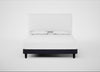 Shallow Divan Bed Base Super King / Boucle Indigo / Dark Solid Wood