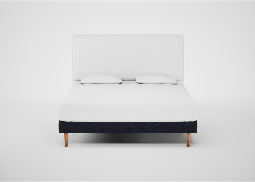 Shallow Divan Bed Base Super King / Boucle Indigo / Light Stem