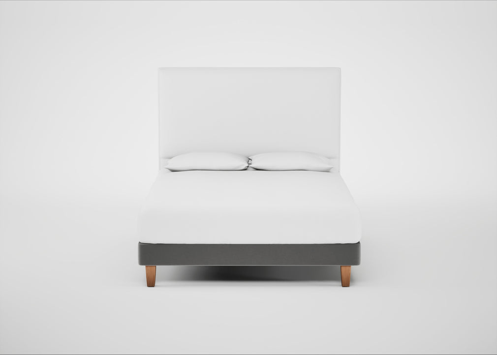 Shallow Divan Bed Base King / Smart Velvet Mercury / Light Solid Wood