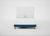 Shallow Divan Bed Base King / Smart Velvet Ocean Blue / Light Solid Wood