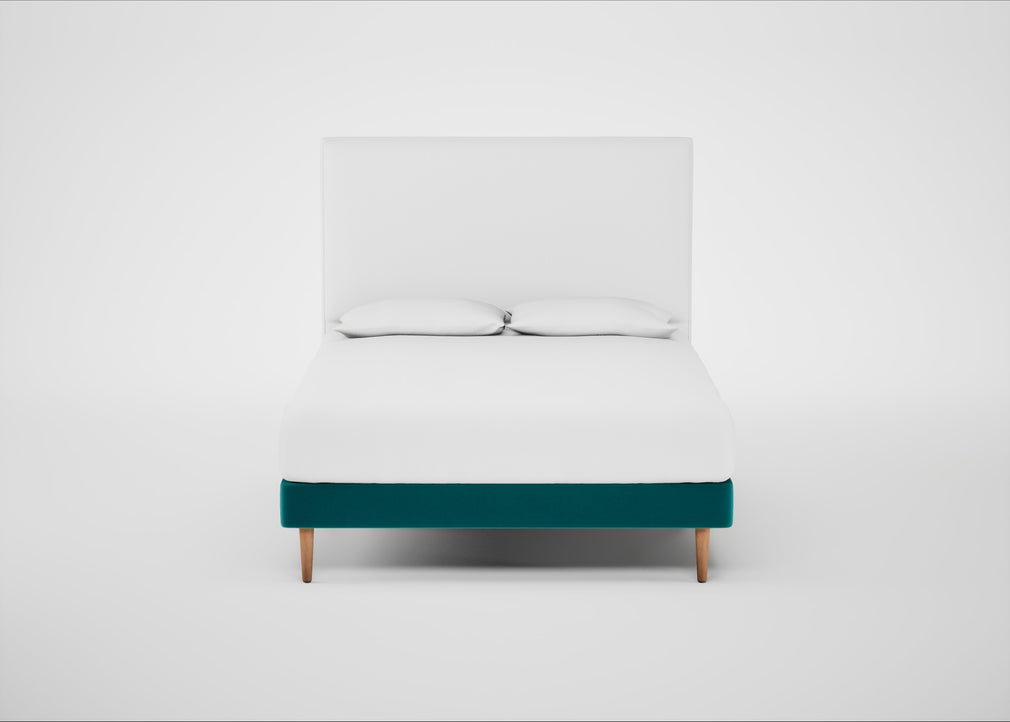 Shallow Divan Bed Base King / Smart Velvet Petrol / Light Stem