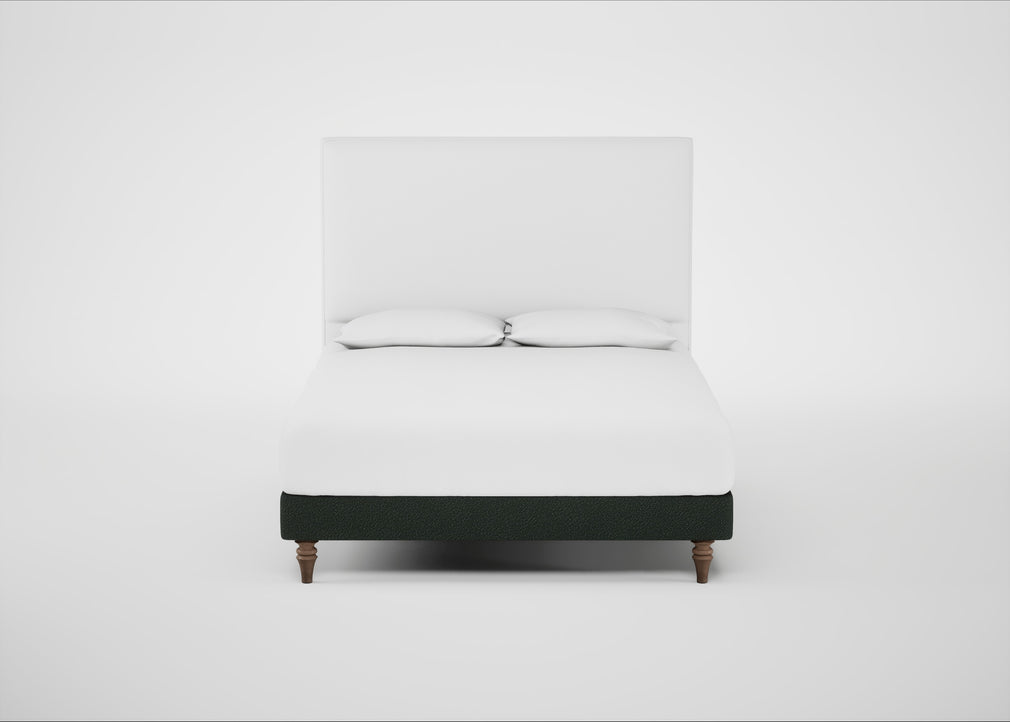 Shallow Divan Bed Base King / Boucle Fern / Light Turned Wood