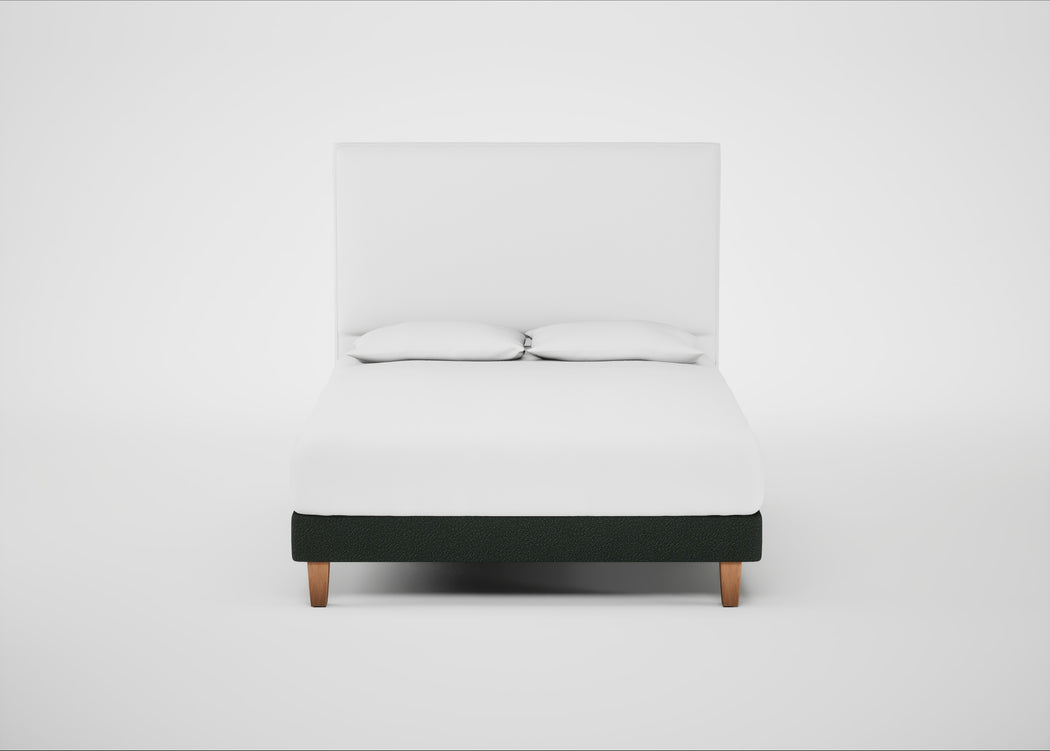 Shallow Divan Bed Base King / Boucle Fern / Light Solid Wood
