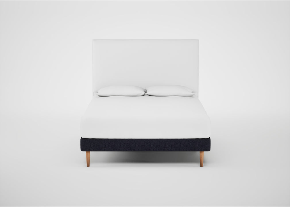 Shallow Divan Bed Base King / Boucle Indigo / Light Stem