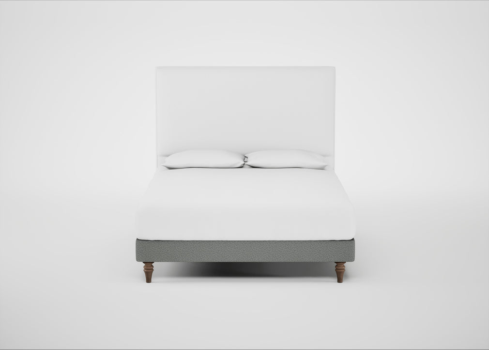 Shallow Divan Bed Base King / Boucle Steel / Light Turned Wood