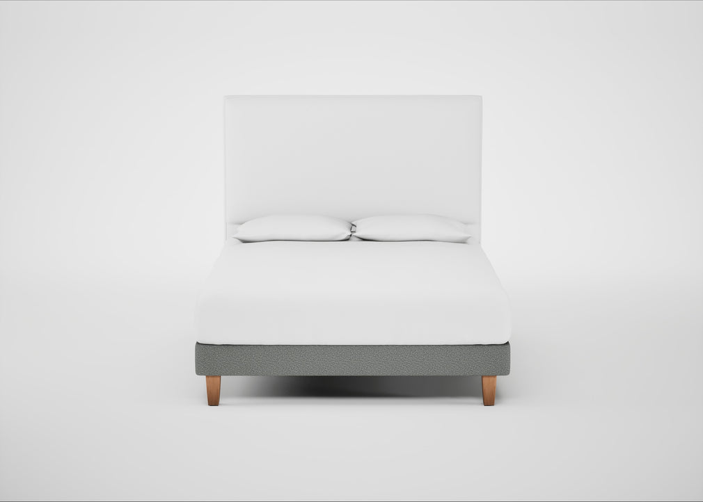 Shallow Divan Bed Base King / Boucle Steel / Light Solid Wood