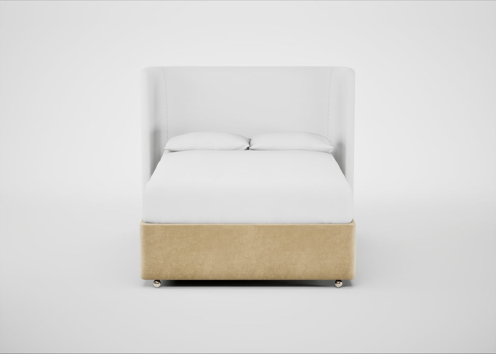 Deep Divan Bed Base Double / None / Smart Luxe Velvet Biscuit