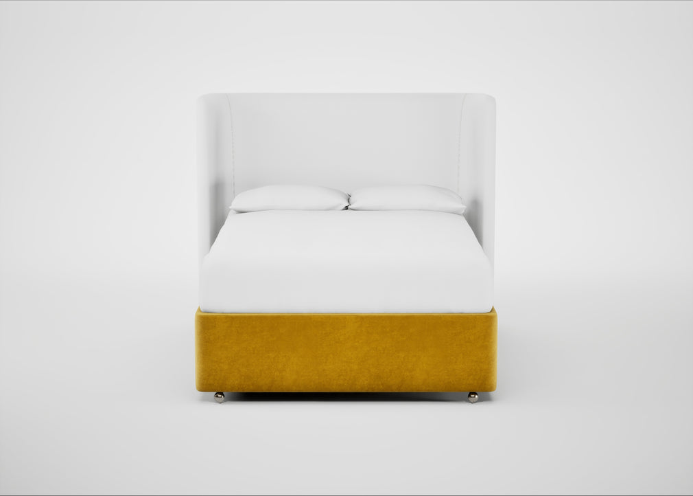 Deep Divan Bed Base Double / None / Smart Luxe Velvet Canary