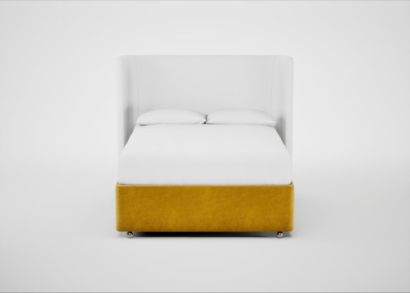 Deep Divan Bed Base Double / None / Smart Luxe Velvet Canary
