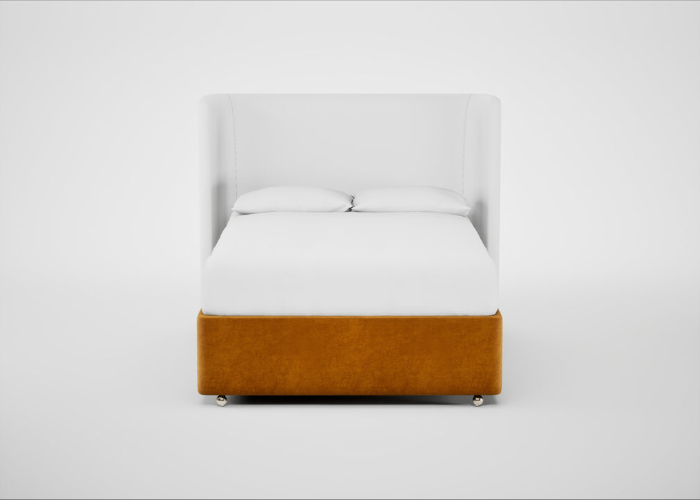 Deep Divan Bed Base Double / None / Smart Luxe Velvet Cognac