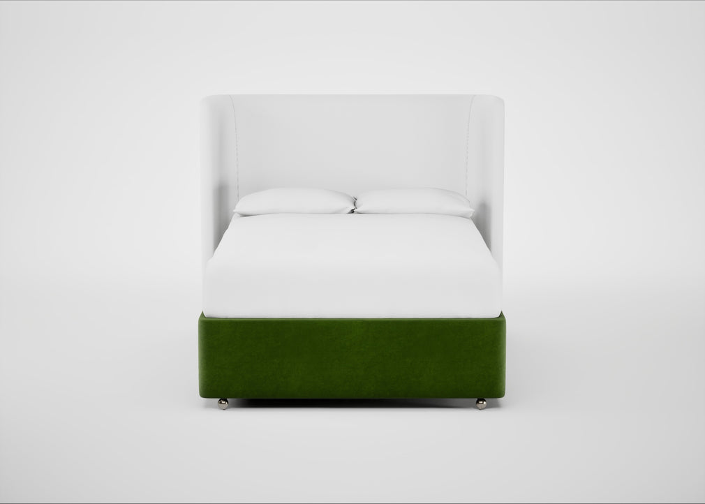 Deep Divan Bed Base Double / None / Smart Luxe Velvet Grass