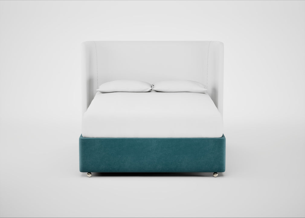 Deep Divan Bed Base King / None / Smart Luxe Velvet Airforce Blue