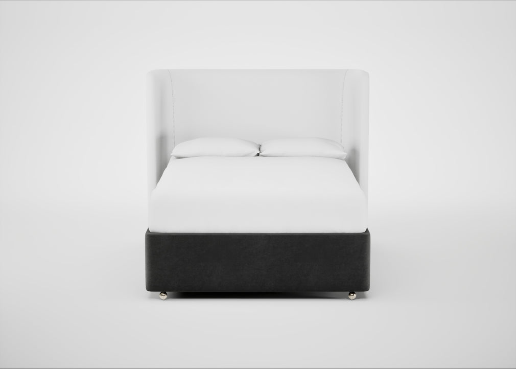 Deep Divan Bed Base Double / None / Smart Luxe Velvet Nickel