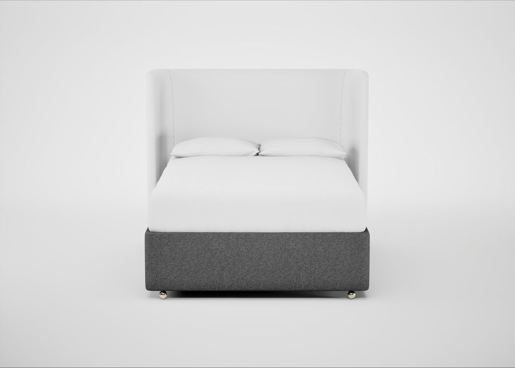 Deep Divan Bed Base Double / 2 Footend 2 Continental / Melton Wool Shale