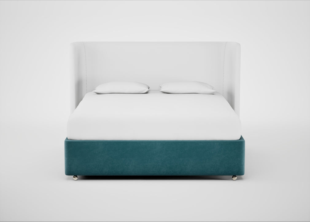 Deep Divan Bed Base Super King / 2 Footend / Smart Luxe Velvet Airforce Blue