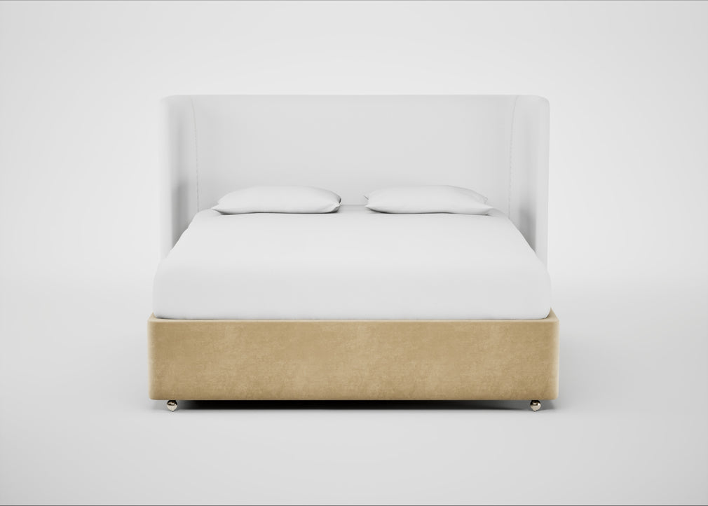 Deep Divan Bed Base Super King / 2 Footend 2 Continental / Smart Luxe Velvet Biscuit