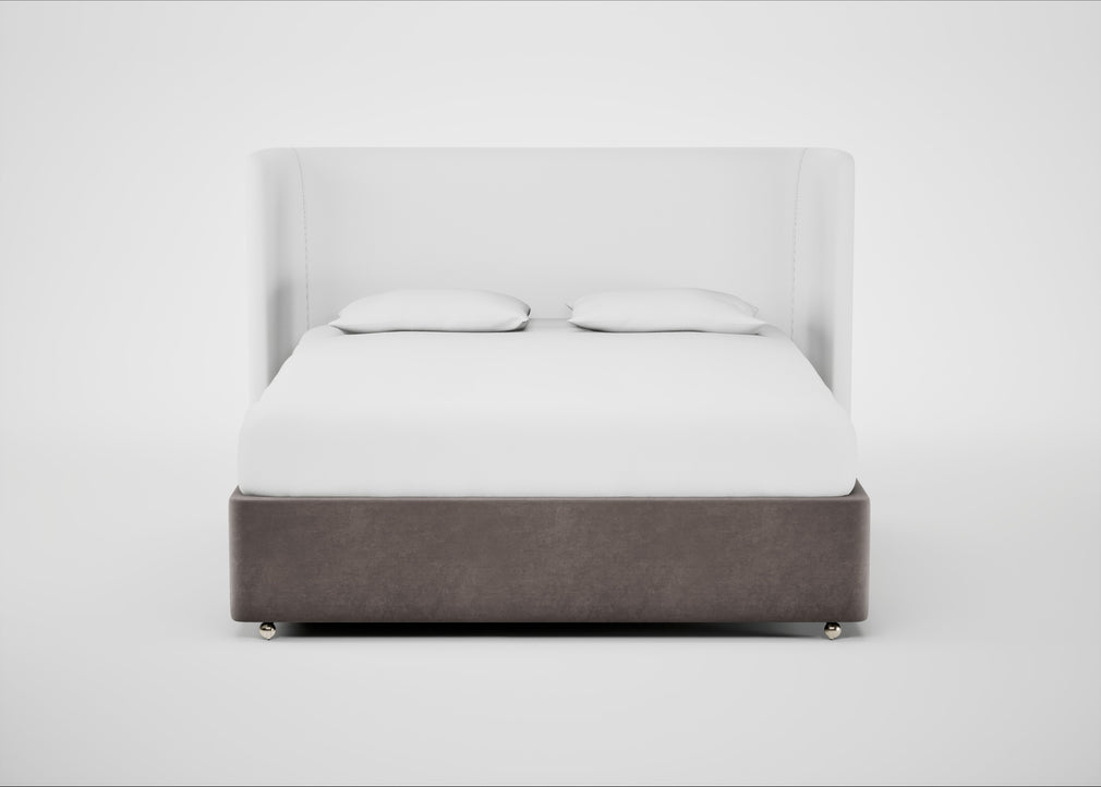 Deep Divan Bed Base Super King / 2 Footend 2 Continental / Smart Luxe Velvet Mushroom