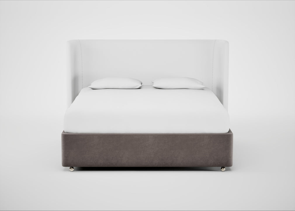 Deep Divan Bed Base Super King / None / Smart Luxe Velvet Mushroom