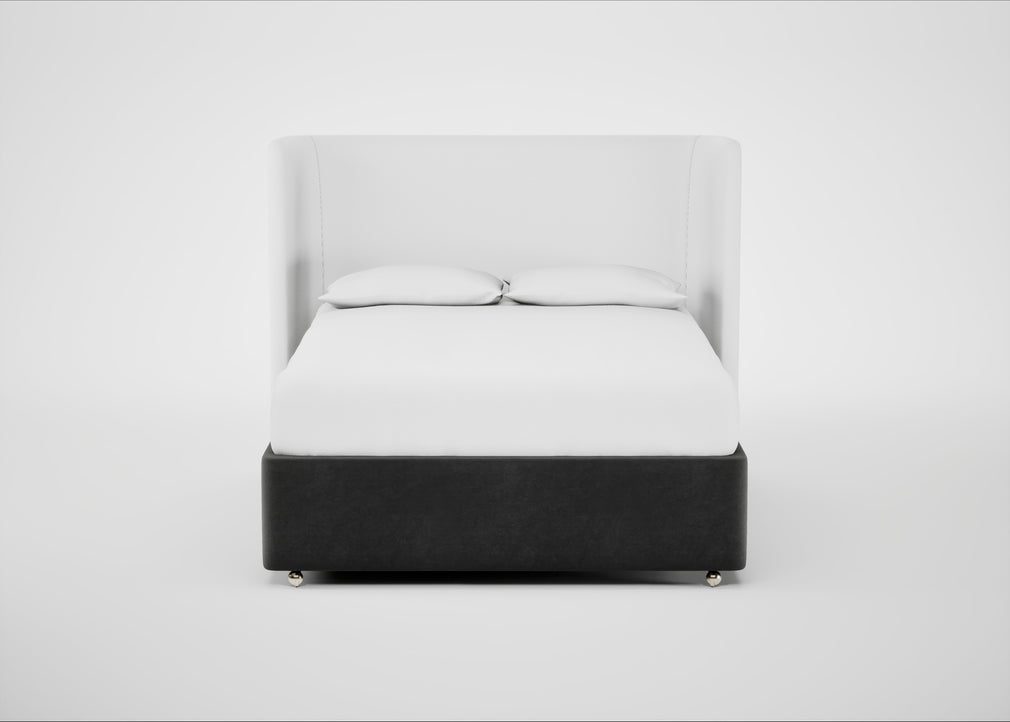 Deep Divan Bed Base King / 2 Footend / Smart Luxe Velvet Nickel