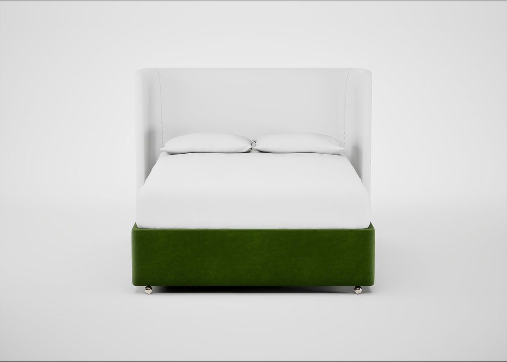 Deep Divan Bed Base King / 2 Footend / Smart Luxe Velvet Grass