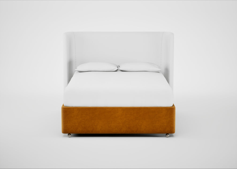 Deep Divan Bed Base King / 2 Footend 2 Continental / Smart Luxe Velvet Cognac